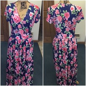 OUGES Floral Cross Over Bust Maxi Dress